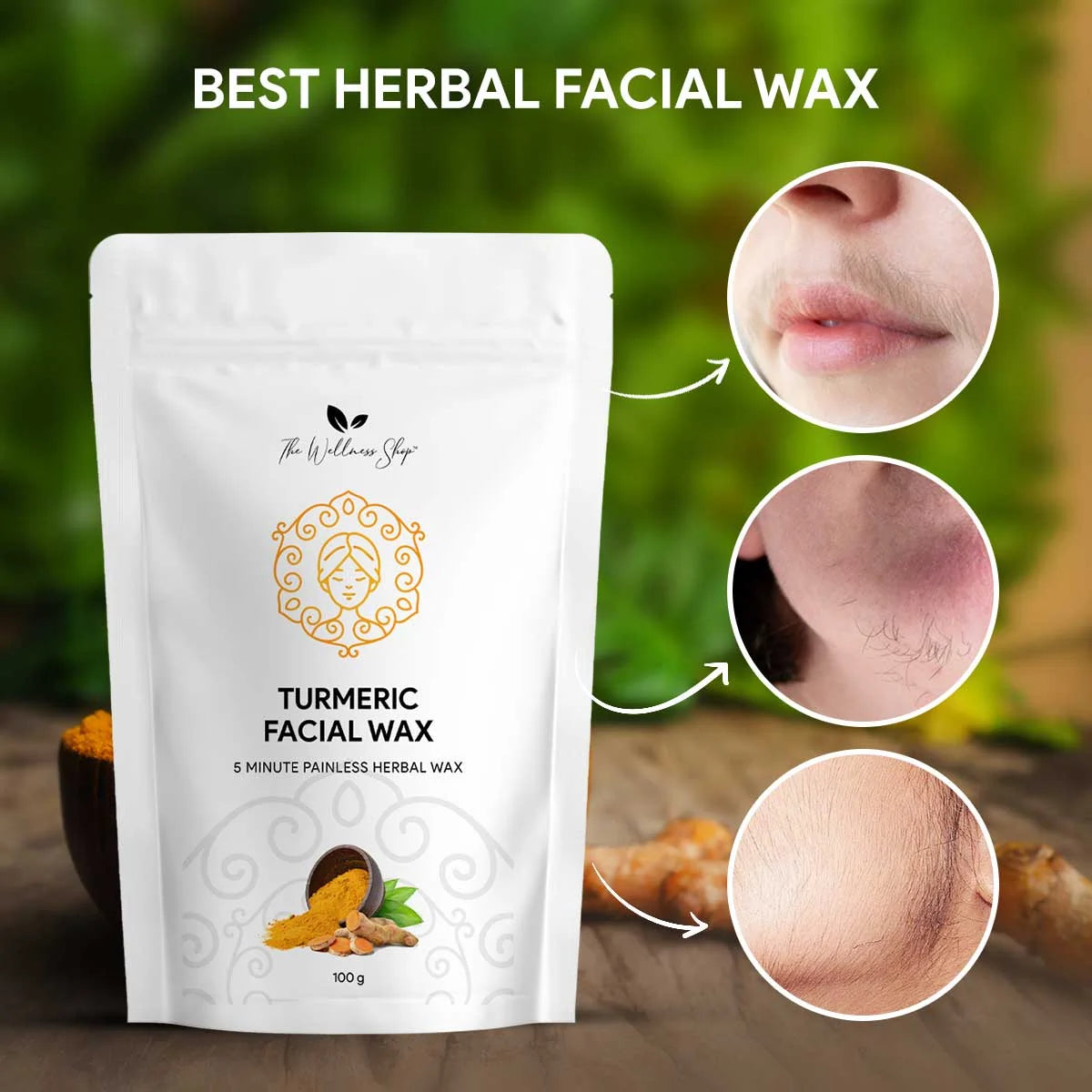 Naturalwax™ Turmeric Facial Wax - 5 Minute Painless Herbal Wax Powder (buy 1 get 1 free) (Free Brush)